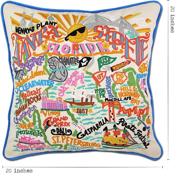 Catstudio Tampa & St. Pete Embroidered Decorative Throw Pillow