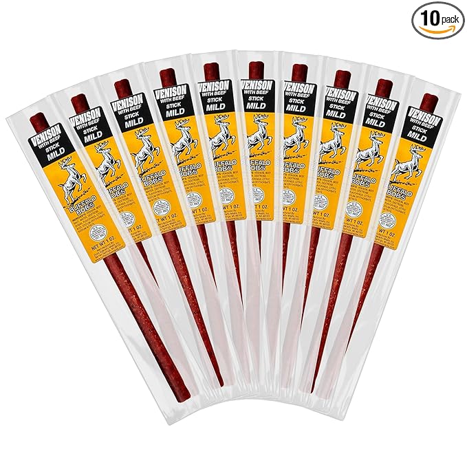 Buffalo Bob's Wild Game Meat Snack Stick - Venison Mild Stick 10 Pack
