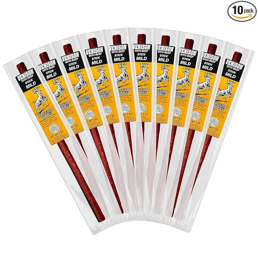 Buffalo Bob's Wild Game Meat Snack Stick - Venison Mild Stick 10 Pack