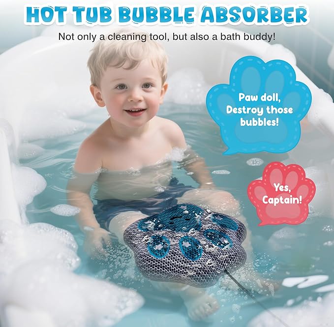 Hot-Tub-Scum-Absorber Paw Spa-Sponge-Oil-Absorbing-Sponge Reusable-Scum-Bug-Hot-Tub-Floating-Sponge-Remover Skimmer-Songe-Absorber Keep Water Cleaner Hot-Tub-Accessories Swimming Pool 2-Pack