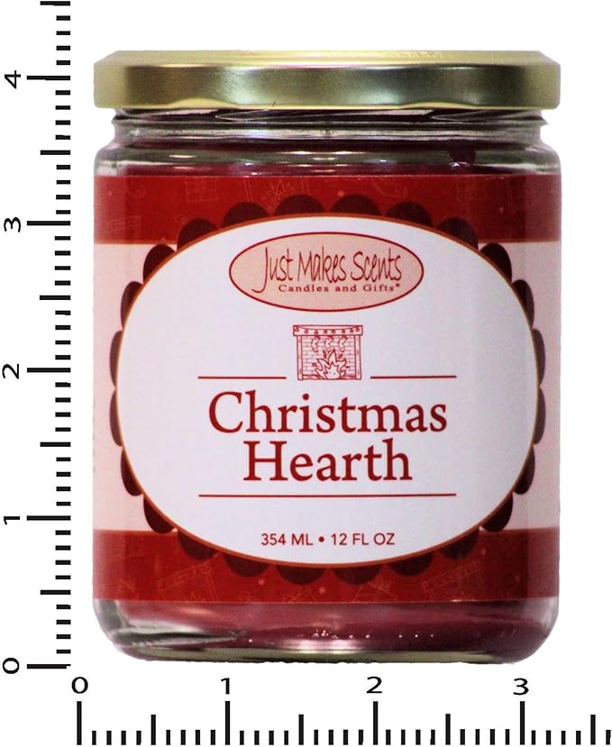 Christmas Hearth Scented Blended Soy Candle - Smoky Fireplace Fragrance - Hand Poured in USA by Just Makes Scents (12 oz)