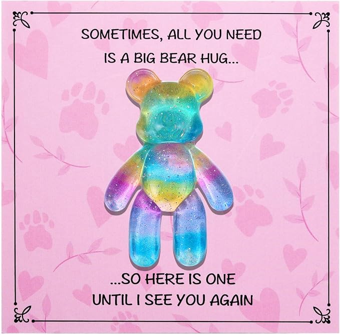 Pocket Bear Hug, Anxiety Relief Gifts for Women Men, Mental Health Positivity Gifts, Thinking of You Gift, Emotional Support Gift, Comforting Present for Son Daughter Back to School, Lake Blue