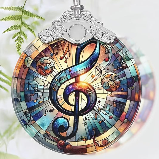 Christmas Ornament, 2025 Ornaments for Christmas Tree, Stained Glass Hanging Ornament, Holiday Ornaments, Unique Gift Idea - Musical Note