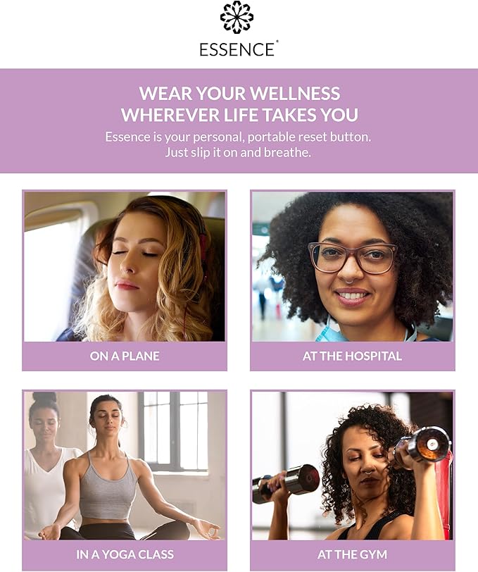 Essence Wearable Aromatherapy Nasal Diffuser – Lavender Essential Oil Nose Ring Silicone Inhaler for Stress & Mood Support - Made in USA & Travel-Friendly (3 Pack)