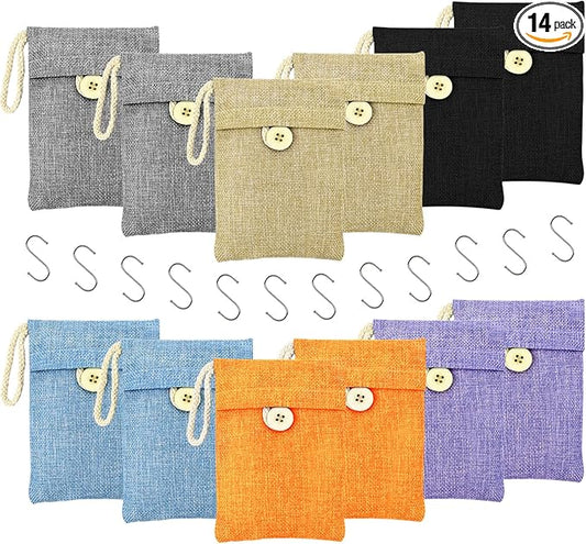 Bamboo Charcoal Bags Odor Absorber 12 Pack×100g Bamboo Charcoal Air Purifying Bags, for Car Air Fresheners, Odor Eliminator for Home，Shoe Deodorizer - Colorful-Activated Charcoal Odor Absorbers