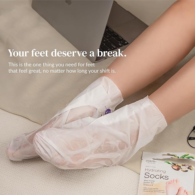 Epielle Nourishing Foot Masks 6 Pairs, Deep Moisturizing Socks for Dry Feet & Cracked Heels, Repair and Nourish with Hemp & Rosemary Extract, Foot Spa & Self Care Gifts for Women, Korean Skin Care