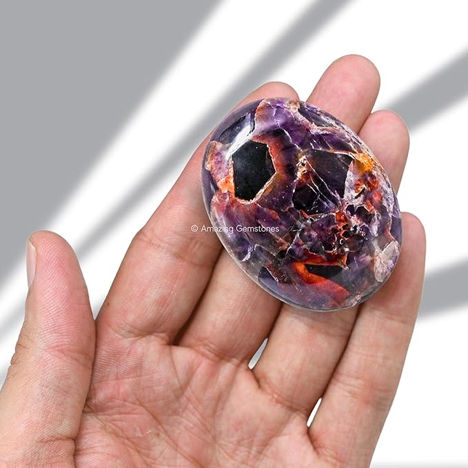 Dreamy Amethyst Crystals and Healing Stones - Large Palm Stone Crystals Piedra - Crystal for Good Luck, Positive Energy, Meditation - Unique Stocking Stuffers and Birthday Gifts for Women, Men