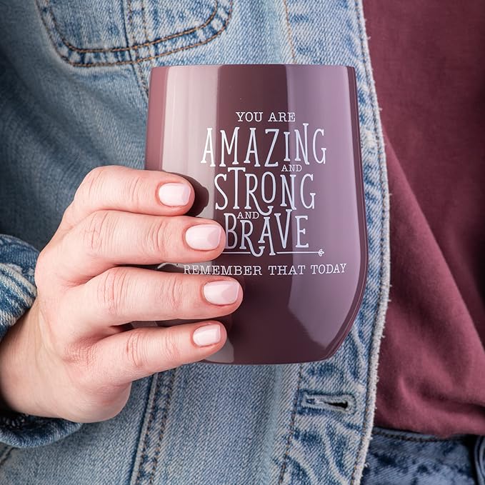 DIVERSEBEE Inspirational Thank You Gifts for Women, Mom, Sister, Wife, Girlfriend, Coworker, Best Friend, Encouragement Birthday Wine Gifts - Insulated Wine Tumbler Cup with Lid 12oz(Mauve)