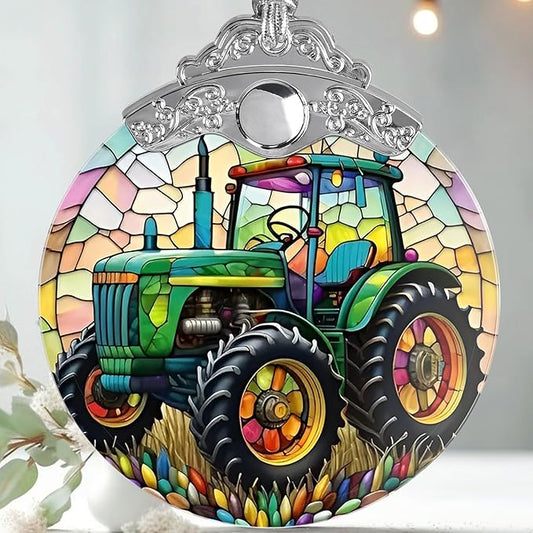 Christmas Ornament, Tractor Christmas Decor, Tractor Ornaments for Christmas Tree, Stained Glass Ornament, Tractor Gifts, Holiday Decorations and Xmas Gifts Ideas