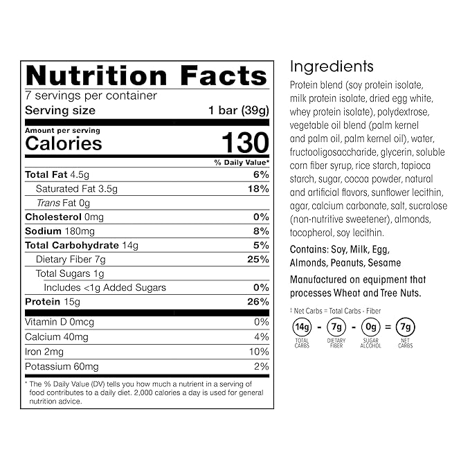 Wonderslim High Fiber Protein Bars, Fluffy S'more Crisp | 15g Protein, 8g Fiber | Low Sugar, Low Carb | Healthy Indulgence | Satisfying, Supports Energy & On-the-Go Convenience, 7 Pack