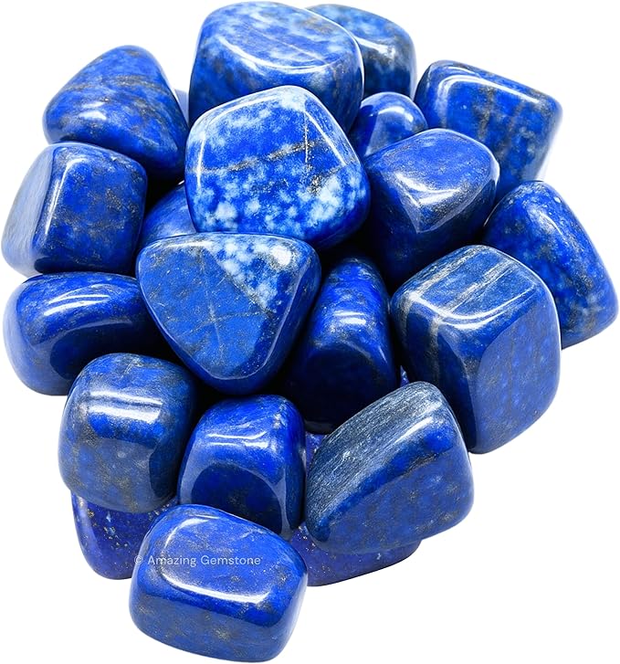 Amazing Gemstone Lapis Lazuli Crystals&Healing Stones Tumbled - 1 oz Lapis Lazuli Stone, Natural Healing Stones for Energy Balance, Stress Relief - Premium Polished Gems Rocks for Meditation&Wellness
