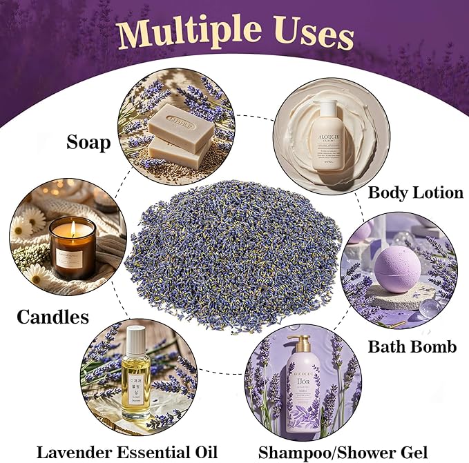 9.5 OZ Lavender Dried Lavender - Sukh Lavender Sachets for Drawers and Closets Lavender Flowers Sachet Bags Fresh Scents Lavender Sachet Bags Dried Flowers Bulk