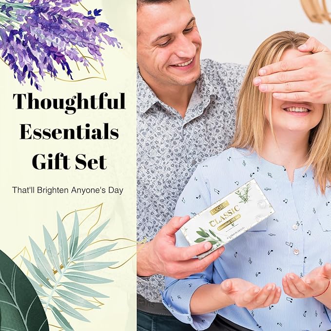 EUQEE Classic Essential Oil Set of 6 Pure Essential Oil Gift Set for Diffusers, Soap Candle Making - Lavender, Eucalyptus, Peppermint, Tea Tree, Sweet Orange, Lemongrass Aromatherapy Oils -10ml