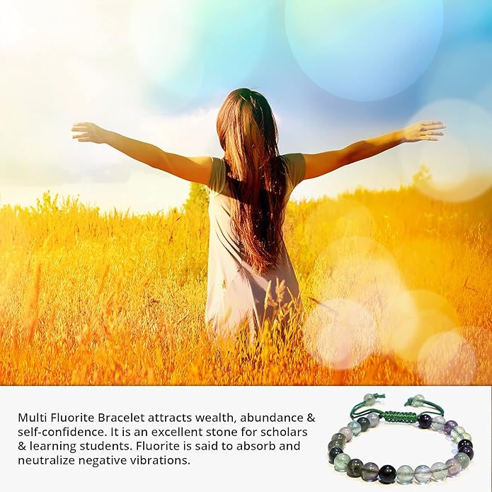 Energy Protection Crystal Handmade Adjustable Bead Bracelet Perfect for Men, Women’s Gift - Gemstone Healing Stretch Bracelet Pulsera Para Hombre Mujer Stocking Stuffer