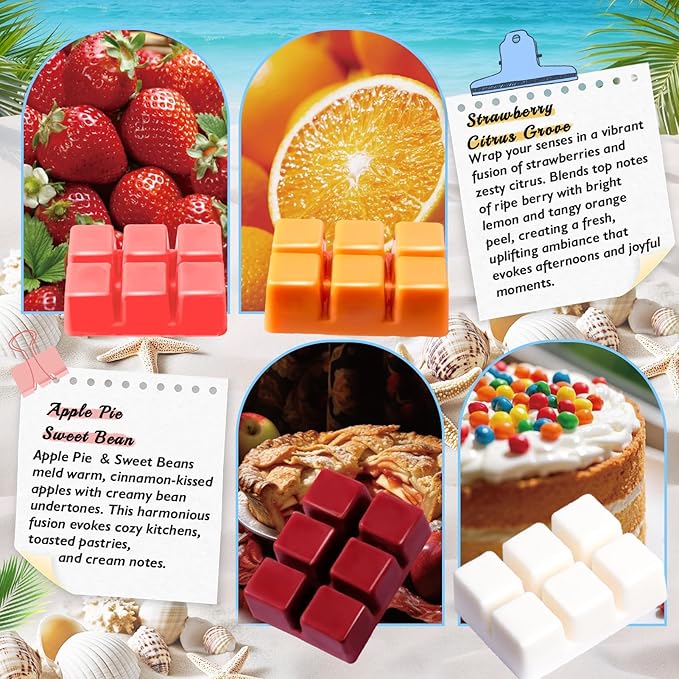 Fall Scented Wax Melts Cubes Strong Scent Soy Scentsy for Wax Warmer Jelly Melts Set Honey Bloom Vanilla Cream Sweet Bean Coffee Strawberry Citrus Grove Apple Pie (Sweet Afternoon)