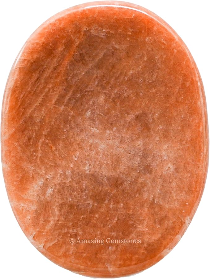 Amazing Gemstone Peach Moonstone Worry Stone Crystals & Healing Stones - Worry Stones for Stress Relief Gifts - Piedra Crystal Fidget for Meditation - Unique Stocking Stuffers & Birthday Gifts