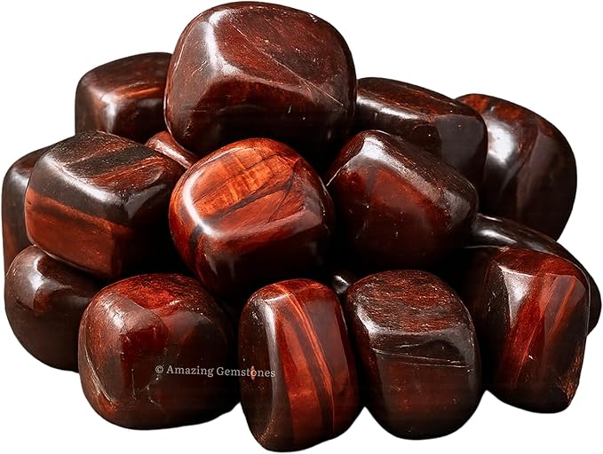 Amazing Gemstone Red Tiger Eye Crystals and Healing Stones Tumbled - 1 oz Red Tiger Eye Stone, Natural Healing Stones for Energy Balance, Stress Relief - Premium Polished Gems Rocks for Meditation