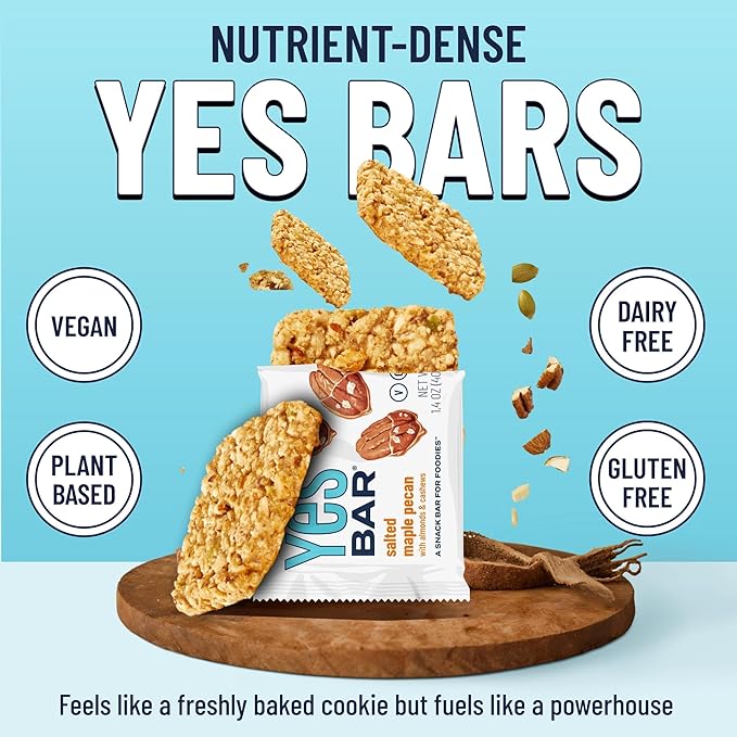 YES Bar – Salted Maple Pecan – Plant Based Protein, Decadent Snack Bar – Vegan, Paleo, Gluten Free, Dairy Free, Low Sugar, Healthy Snack, Breakfast, Low Carb, Keto Friendly (6 Count)