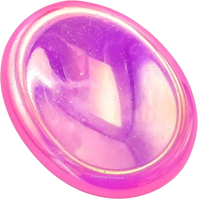 Amazing Gemstone Angel Aura Rose Quartz Worry Stone Crystals & Healing Stones - Worry Stones for Stress Relief Gifts - Piedra Crystal Fidget for Meditation - Stocking Stuffers and Birthday Gifts
