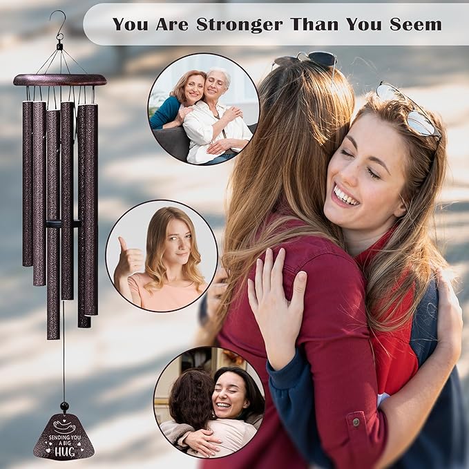 Get Well Gifts for Women 32” Wind Chimes, Inspirational Relaxation Birthday Sympathy Gifts for Women, Thinking of You/Feel Better Gift for Woman, Emotional Support, Sending You a Big Hug