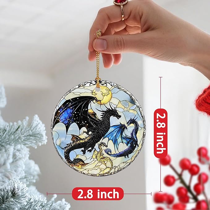 Christmas Ornament, Christmas Decoration, Ceramic-Style Dragon Ornament, Heirloom Keepsakes, Holiday Ornaments, Holiday Presents, Unique Xmas Gifts, Gift Exchange Ornaments, Gift Idea