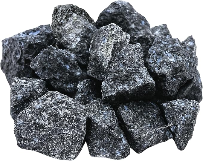 Amazing Gemstone 2 Pieces Larvikite Raw Crystals and Healing Stones, Natural Rocks for Tumbling and DIY Raw Stones and Crystals