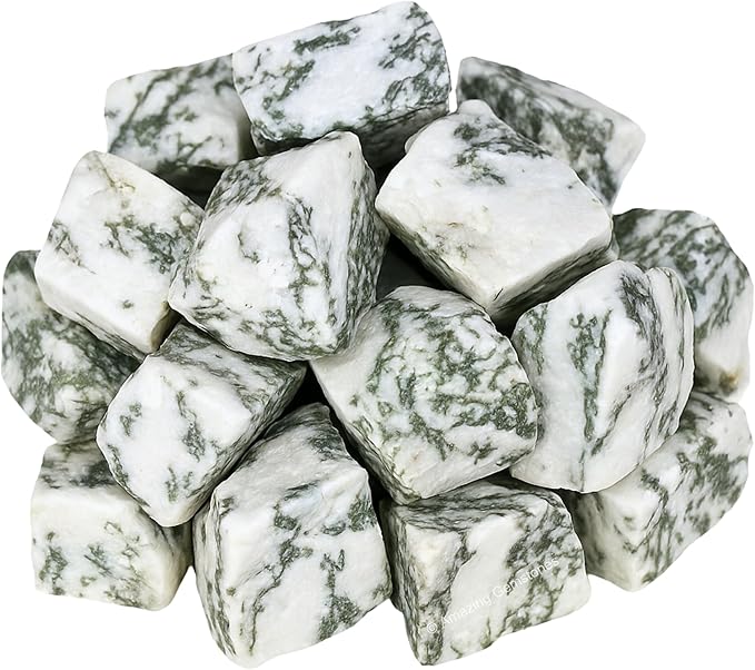 Amazing Gemstone 2 Pieces Tree Agate Raw Crystals and Healing Stones, Natural Rocks for Tumbling and DIY Raw Stones and Crystals