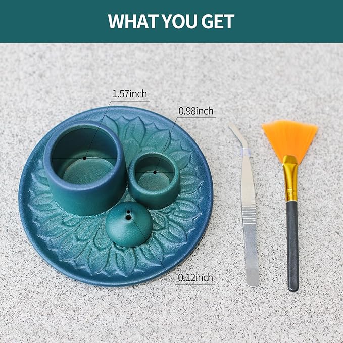 Palo Santo Sticks Holder, Multi-Purpose Handmade Ceramic Incense Burner for Palo Santo Incense Sticks, Sage Holder for Burning, Ash Catcher Tray for Meditation Yoga Room (Blue)