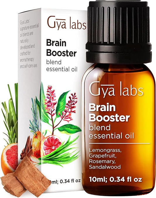 Gya Labs Brain Booster Essential Oil for Aromatherapy – 0.34 Fl Oz – Premium Grade Essential Oils for Diffuser, Aromatherapy, Hair Care, Skin Care, Body, Massage & DIY Candle Making Scents