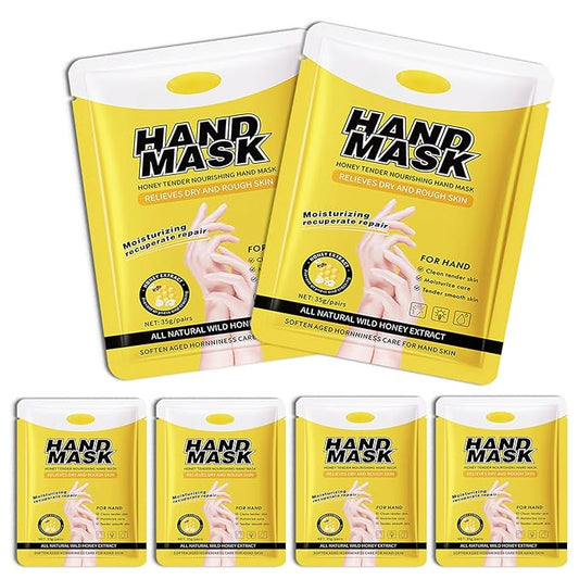 Hand Masks, 6 Pairs Hydrating Exfoliating Hand Peeling Mask, Smooth Hand Masks Moisturizing Gloves Overnight for Dry, Rough, Cracked Hands, Hand Skin Moisturizer Glove for Women Men（L