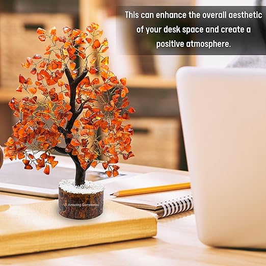 Amazing Gemstone Crystals and Healing Stones Birthday Gifts for Women - Carnelian Crystal Tree of Life Home Decor Stocking Stuffers, Bookshelf, Room, Meditation Gift for Mom, Unique Birthday Gifts