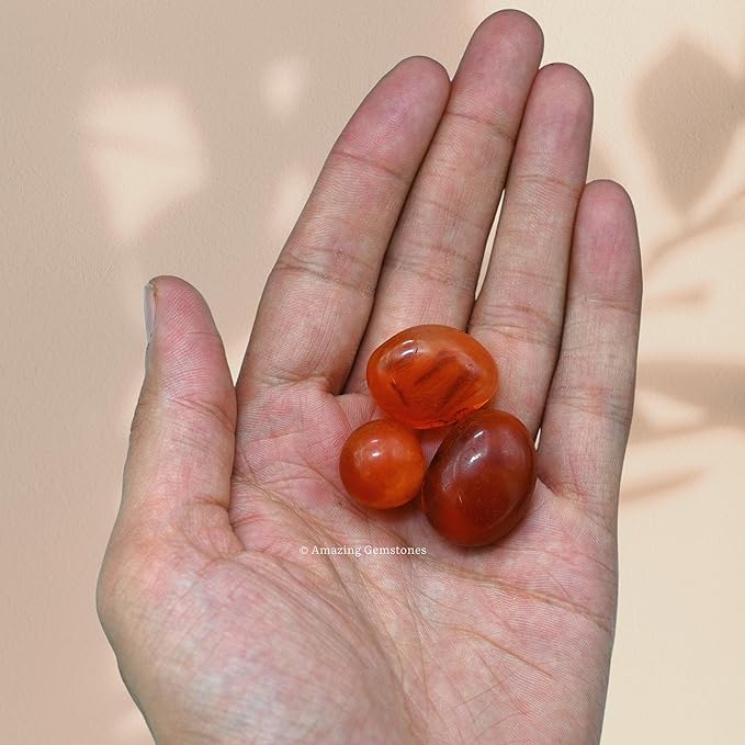 Amazing Gemstone Carnelian Crystals and Healing Stones Tumbled - 1000+ Carats Carnelian Stone, Natural Healing Stones for Energy Balance, Stress Relief - Premium Polished Gems Rocks for Meditation