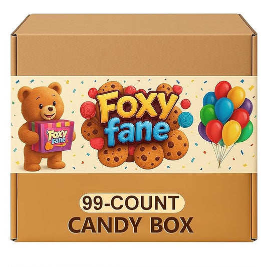 Foxy Fane 99-Count Holiday Candy Gift Box & Care Package - Variety Pack of 99 Delicious Treats
