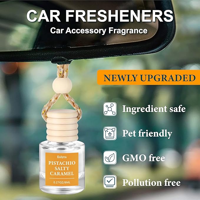 Hanging Car Air Freshener (Pack of 3) : Luxury Car Perfume for Women Men | Cute & Reusable Bottle with 45+ Days Long-Lasting Fragrance Oil Diffuser, Vanilla Cream & Pink Champagne & Pistachio
