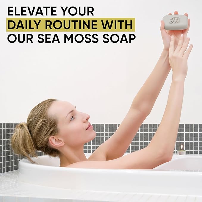 HERBOGANIC Sea Moss Herbal Soap | Pack of 6 of 5oz soap Bar | Ideal for Men and Women, Soothing and Nourishing Soap for Moisturization