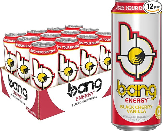 Bang Energy Black Cherry Vanilla, Sugar-Free Energy Drink, 16-Ounce (Pack of 12)