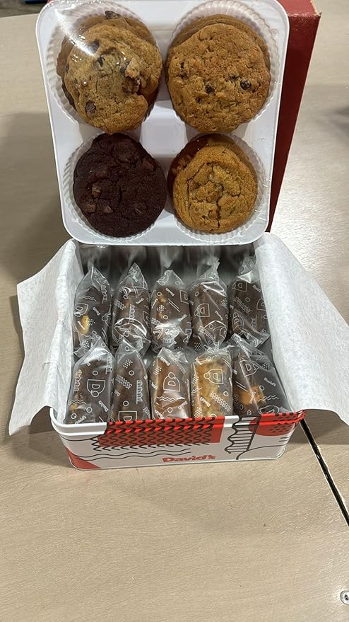 David's Cookies 5lb Assorted Cookies & Brownies Tin Gift Basket – Fresh-Baked Delicious Gourmet Treats for Sharing | Ideal Party Pack Gift Basket for Family, Friends, Holidays, & Special Occasions