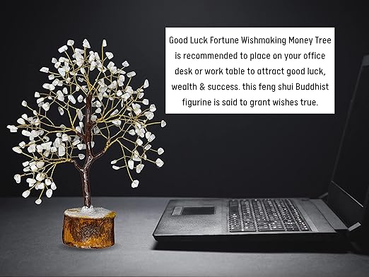 Amazing Gemstone Crystals and Healing Stones Birthday Gifts for Women - White Moonstone Tree of Life Home Decor Stocking Stuffers, Bookshelf, Room Meditation Gift Unique Birthday Gifts