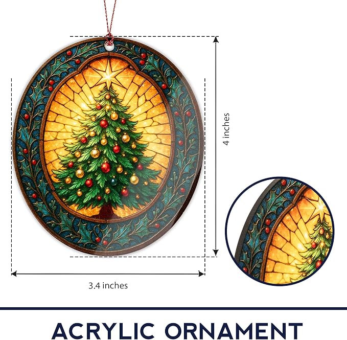 Christmas ornament 2025 - Vintage Christmas ornament - Acrylic xmas ornament - Art ornament - Christmas ornament 2025 - Suncatcher Effect window hanging - car hanging accessories