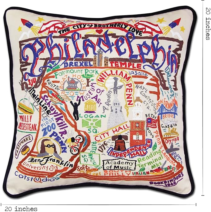 Catstudio Philadelphia Embroidered Decorative Throw Pillow