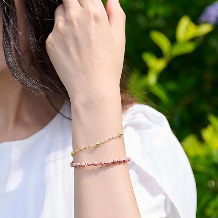 Farfume Crystal Bracelet Beaded Bracelets for Women 4mm Natural Stone Beads Gemstone Handmade Anxiety Jewelry Gifts