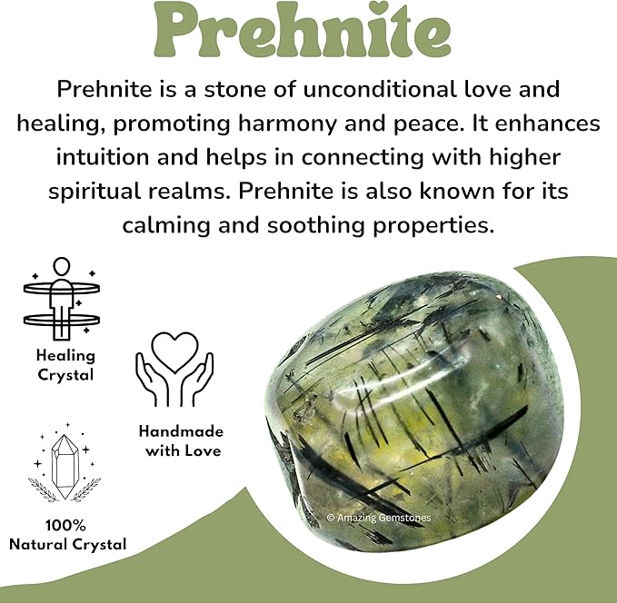 Amazing Gemstone Prehnite Crystals and Healing Stones Tumbled - 1000+ Carats Prehnite Stone, Natural Healing Stones for Energy Balance, Stress Relief - Premium Polished Gems Rocks for Meditation