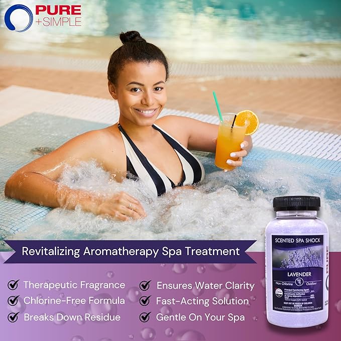 Lavender Aromatherapy Spa Shock Granules | Non-Chlorine Oxidizer for Spa & Hot Tub | Compatible with Bromine & Chlorine Tablets | Neutralizes Odors & Enhances Water Clarity, 2 lbs (Pack of 1)