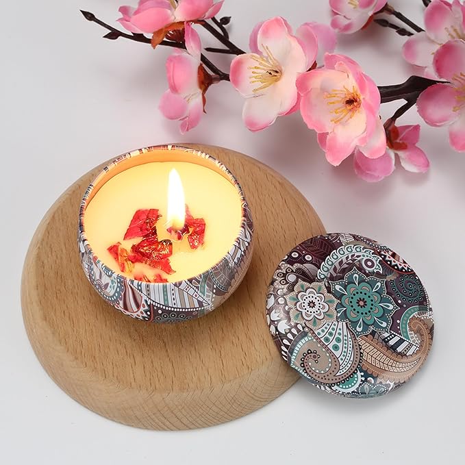 Aromatherapy Candle Gift Set – 4 Pack Miniature Soy Wax Candles, Lavender, Lemon, Vanilla & Rose – Meditation Candle Set for Relaxation, Christmas Gifts, Home Décor & Travel