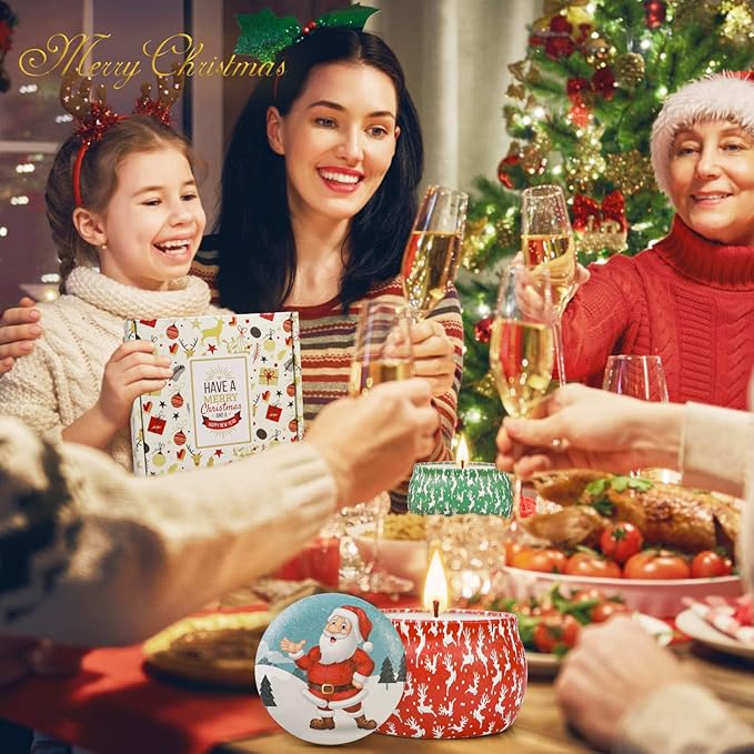 Christmas Candles Gifts for Women, 4 Pack Scented Candles Set,120 Hour Long Lasting Natural Soy Wax Aromatherapy Candle for Meditation, Yoga, Relaxation, SPA, Ideal Gifts for Women