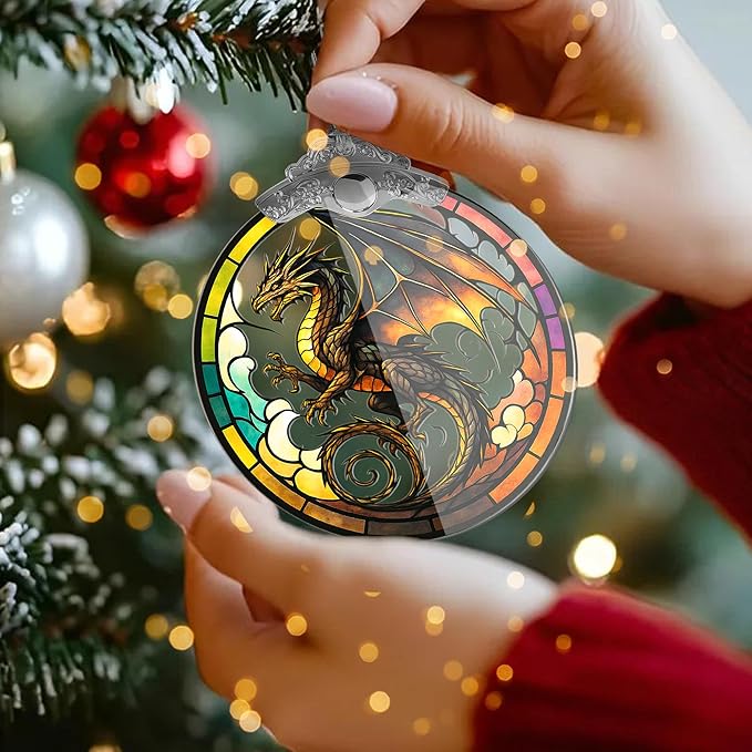 Dragon Ornament, Dragon Christmas Ornaments – Fantasy Dragons Ornament for Christmas Tree or Home Decor – White Elephant Gifts for Adults, Dragons Gifts