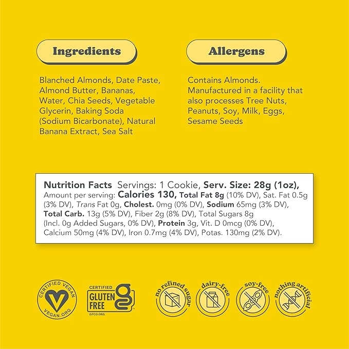 Love + Chew - Banana Bread and Cherry Almond Minis - 16 Count - Tasty, Gluten Free Cookies - Vegan - Healthy, Paleo, Non GMO - Individually Wrapped and Soft Baked with High Protein Almonds - 1 Oz Each