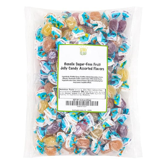 Bonelle Sugar Free Fruit Jelly Candy | 1 Pound Bag | Individually Wrapped Sugar Free Candy | Naturally Flavored Dye Free Candies | Assorted Flavors Italian Jellies