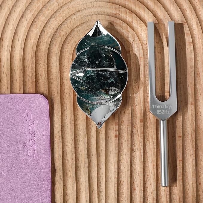 Ckakra Solfeggio Tuning Fork with Natural Crystals Kit, Meditation & Relaxation gift for women, Calming Tools,852Hz Solfeggio Frequency Third Eye Chakra