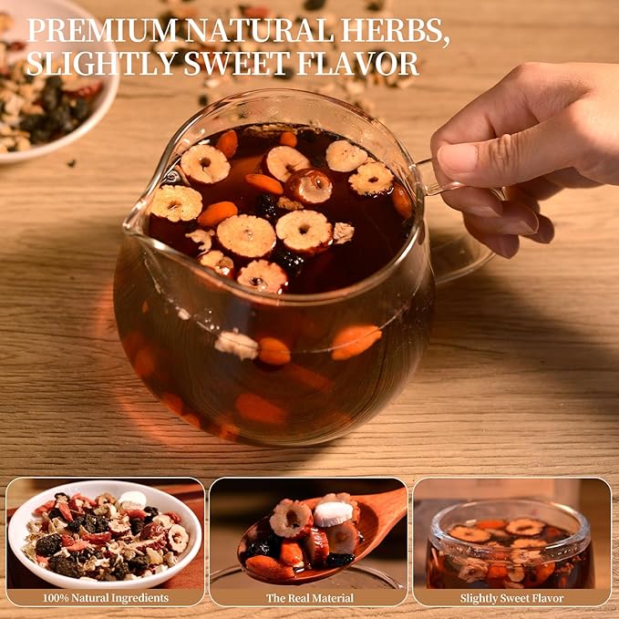 25Pcs Ginseng Ten Treasures Tea, Chinese Traditional Kidney Care Herbal Tea, Natural Kidney Cleanse Detox Tea for Women & Men, 10 Precious Ingredients Formula(25Bags, 300g)